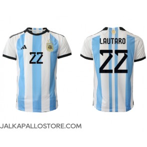Argentiina Lautaro Martinez #22 Kotipaita MM-kisat 2022 Lyhythihainen